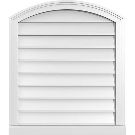 Ekena Millwork Arch Top Surface Mount PVC Gable Vent: Functional, w/ 2"W x 2"P Brickmould Sill Frame, 26"W x 30"H GVPAR26X3003SF